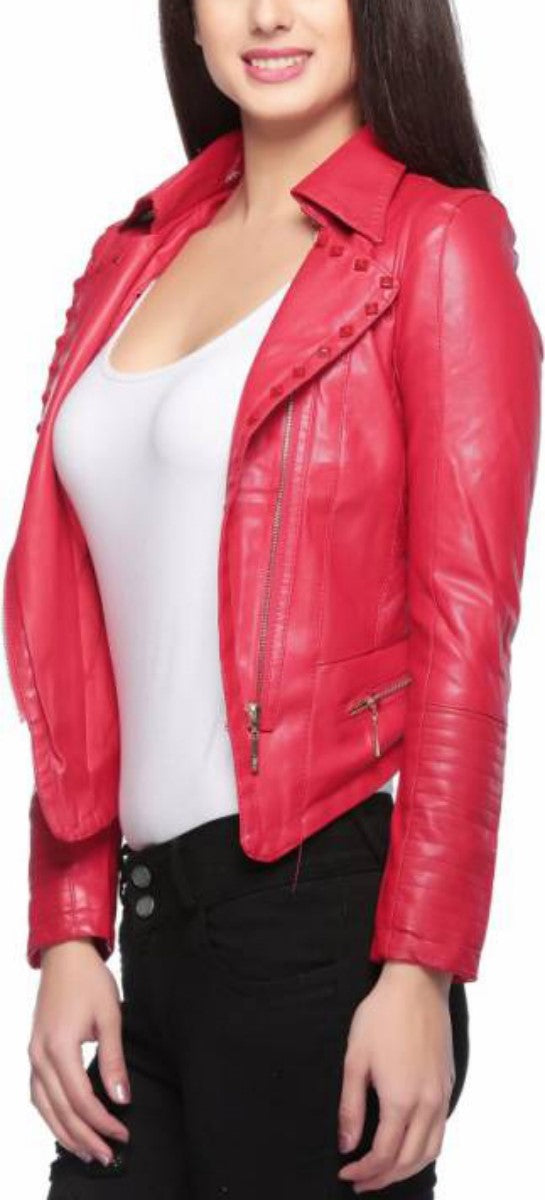 Biker / Motorcycle Jacket - Women Real Lambskin Leather Biker Jacket KW435 - Koza Leathers