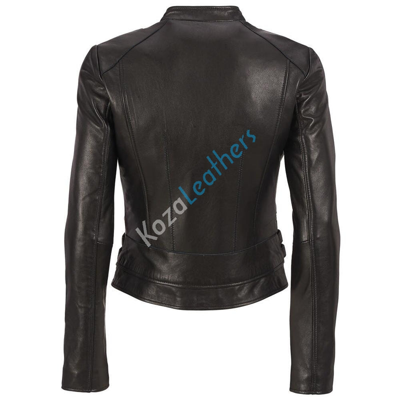 Biker / Motorcycle Jacket - Women Real Lambskin Leather Biker Jacket KW159 - Koza Leathers