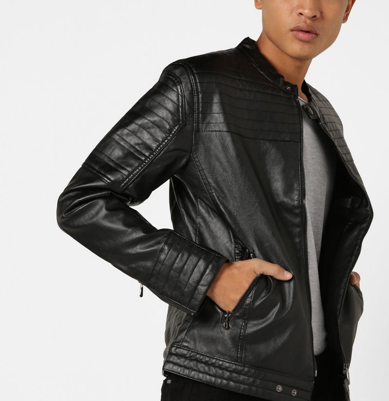 Biker Jacket - Men Real Lambskin Motorcycle Leather Biker Jacket KM675 - Koza Leathers