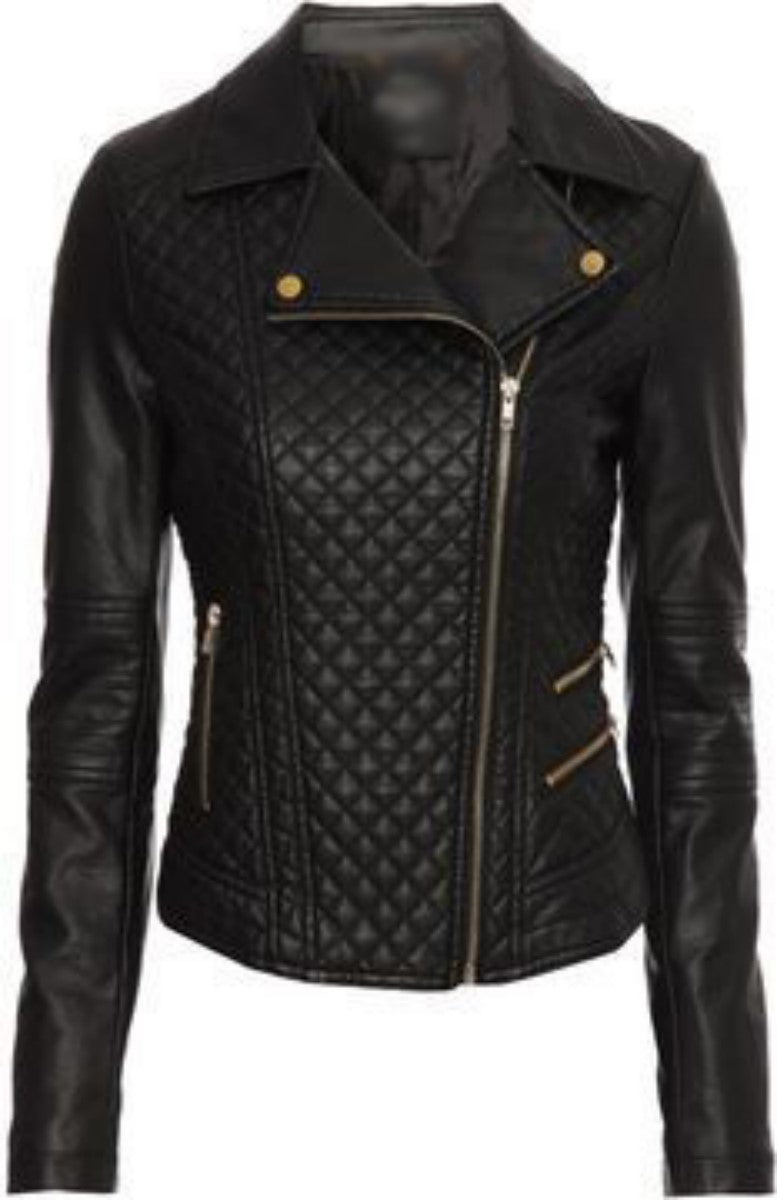 Biker / Motorcycle Jacket - Women Real Lambskin Leather Biker Jacket KW351 - Koza Leathers