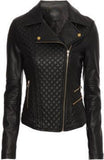 Biker / Motorcycle Jacket - Women Real Lambskin Leather Biker Jacket KW351 - Koza Leathers