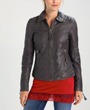 Biker / Motorcycle Jacket - Women Real Lambskin Leather Biker Jacket KW259 - Koza Leathers