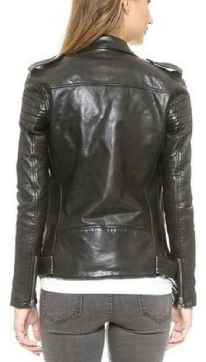 Biker / Motorcycle Jacket - Women Real Lambskin Leather Biker Jacket KW436 - Koza Leathers