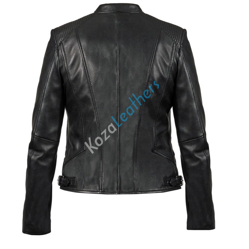Biker / Motorcycle Jacket - Women Real Lambskin Leather Biker Jacket KW160 - Koza Leathers