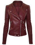 Biker / Motorcycle Jacket - Women Real Lambskin Leather Biker Jacket KW505 - Koza Leathers