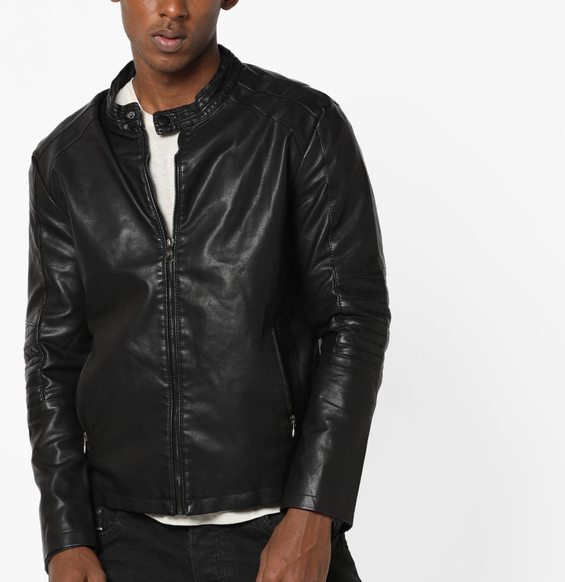 Biker Jacket - Men Real Lambskin Motorcycle Leather Biker Jacket KM676 - Koza Leathers