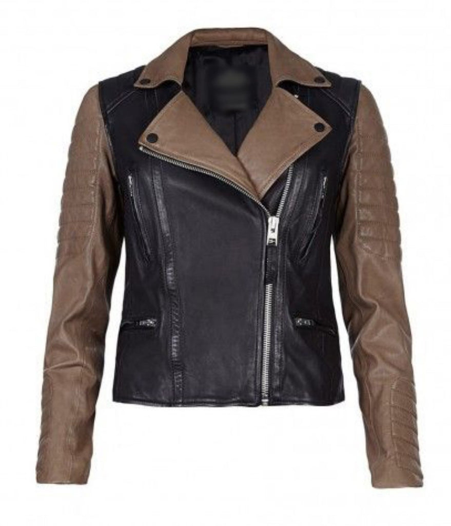 Biker / Motorcycle Jacket - Women Real Lambskin Leather Biker Jacket KW352 - Koza Leathers