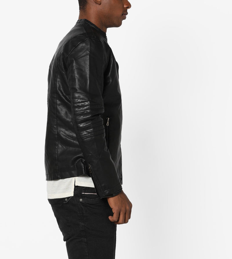 Biker Jacket - Men Real Lambskin Motorcycle Leather Biker Jacket KM676 - Koza Leathers