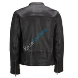 Biker Jacket - Men Real Lambskin Motorcycle Leather Biker Jacket KM195 - Koza Leathers