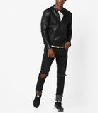 Biker Jacket - Men Real Lambskin Motorcycle Leather Biker Jacket KM676 - Koza Leathers