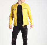 Biker Jacket - Men Real Lambskin Motorcycle Leather Biker Jacket KM307 - Koza Leathers
