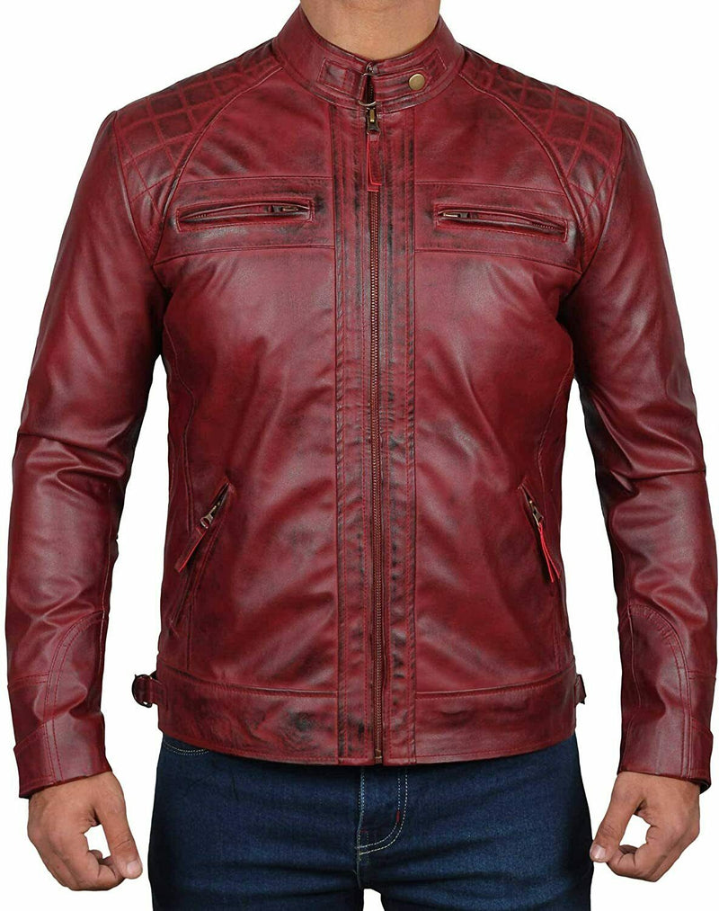 Koza Leathers Men's Genuine Lambskin Leather Vintage Bomber Jacket VJ001