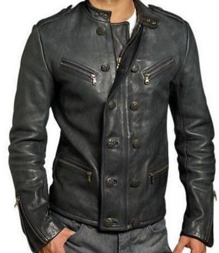 Biker Jacket - Koza Leathers Men's Genuine Lambskin Leather Jacket NJ001 - Koza Leathers