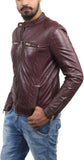 Biker Jacket - Men Real Lambskin Motorcycle Leather Biker Jacket KM384 - Koza Leathers