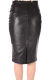Knee Length Skirt - Women Real Lambskin Leather Slim Fit Skirt WS047 - Koza Leathers