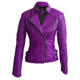 Biker / Motorcycle Jacket - Women Real Lambskin Leather Biker Jacket KW506 - Koza Leathers