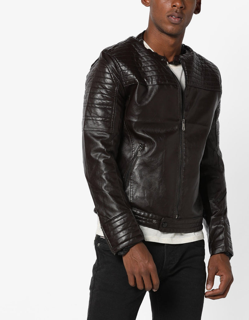 Biker Jacket - Men Real Lambskin Motorcycle Leather Biker Jacket KM677 - Koza Leathers