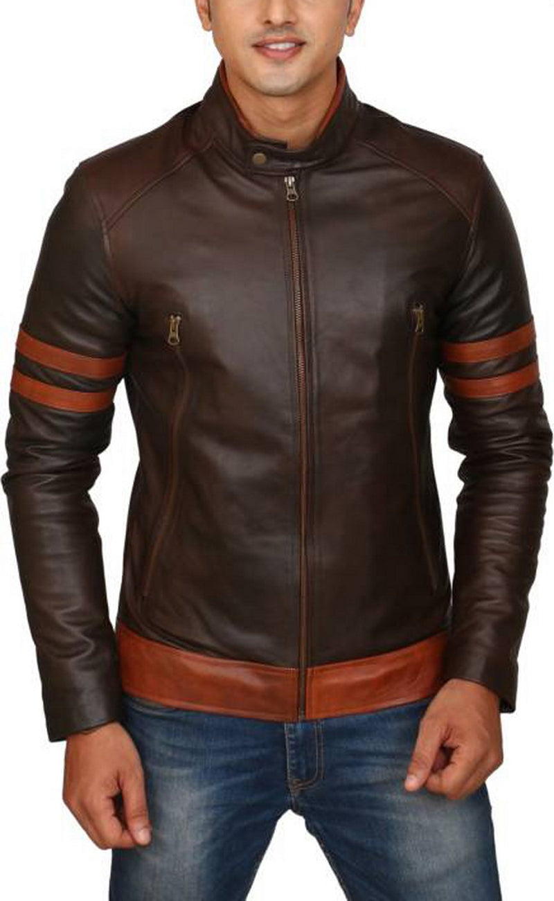 Biker Jacket - Men Real Lambskin Motorcycle Leather Biker Jacket KM456 - Koza Leathers