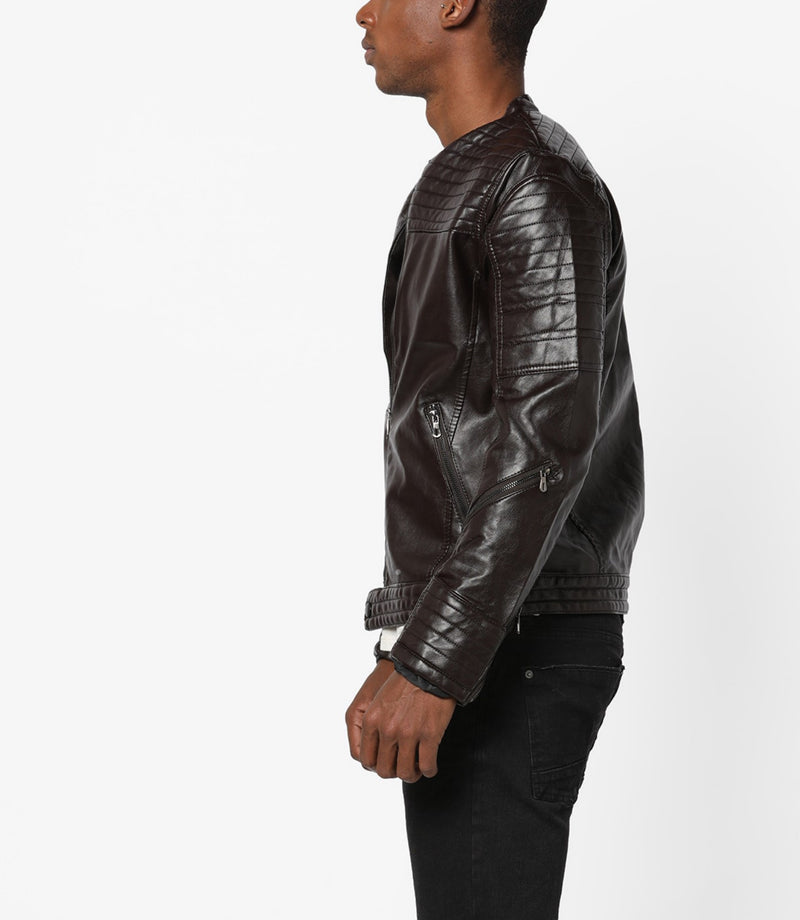 Biker Jacket - Men Real Lambskin Motorcycle Leather Biker Jacket KM677 - Koza Leathers