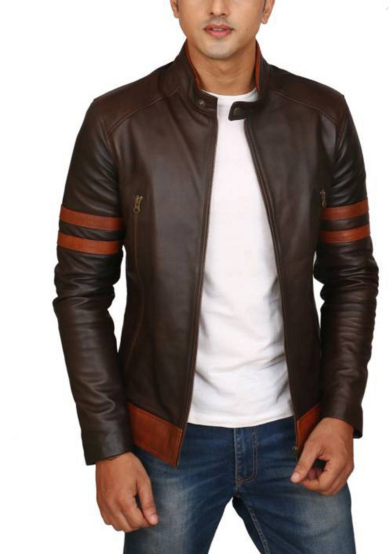 Biker Jacket - Men Real Lambskin Motorcycle Leather Biker Jacket KM456 - Koza Leathers