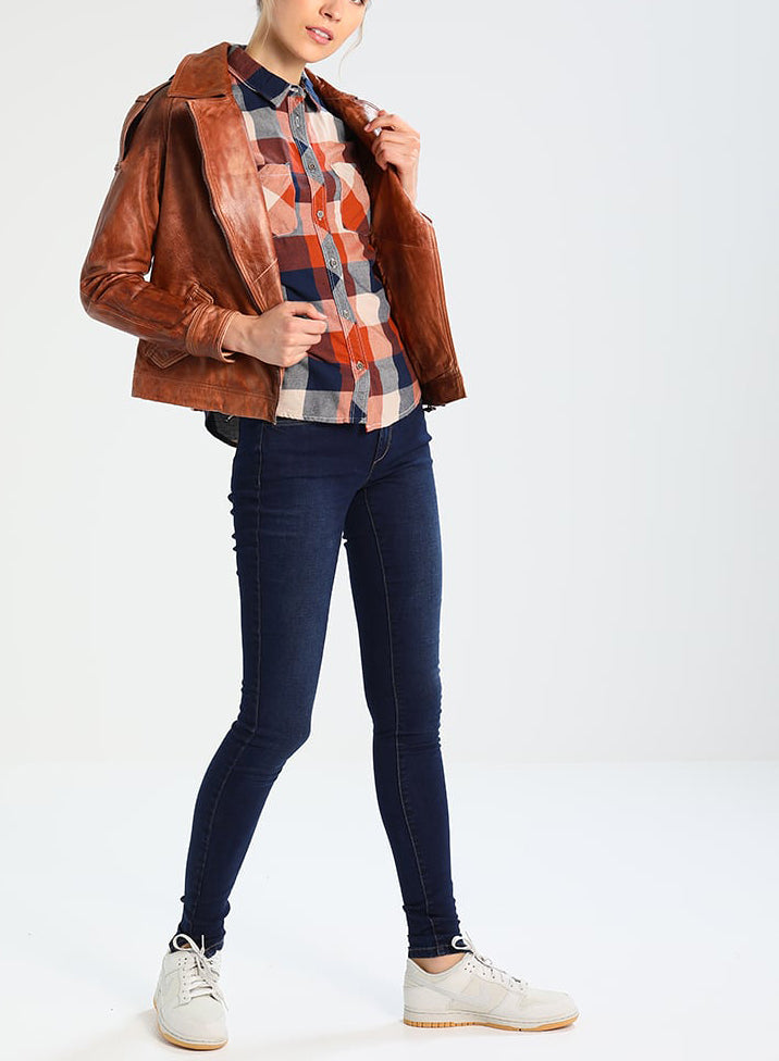 Biker / Motorcycle Jacket - Women Real Lambskin Leather Biker Jacket KW261 - Koza Leathers