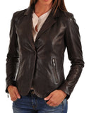 Koza Leathers Women's Real Lambskin Leather Blazer BW002