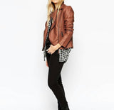 Biker / Motorcycle Jacket - Women Real Lambskin Leather Biker Jacket KW439 - Koza Leathers
