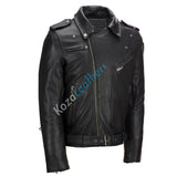 Biker Jacket - Men Real Lambskin Motorcycle Leather Biker Jacket KM196 - Koza Leathers