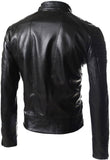 Biker Jacket - Men Real Lambskin Motorcycle Leather Biker Jacket KM457 - Koza Leathers