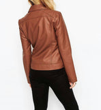 Biker / Motorcycle Jacket - Women Real Lambskin Leather Biker Jacket KW439 - Koza Leathers