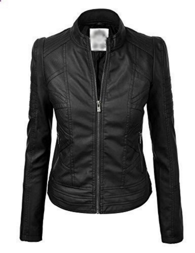Biker / Motorcycle Jacket - Women Real Lambskin Leather Biker Jacket KW508 - Koza Leathers