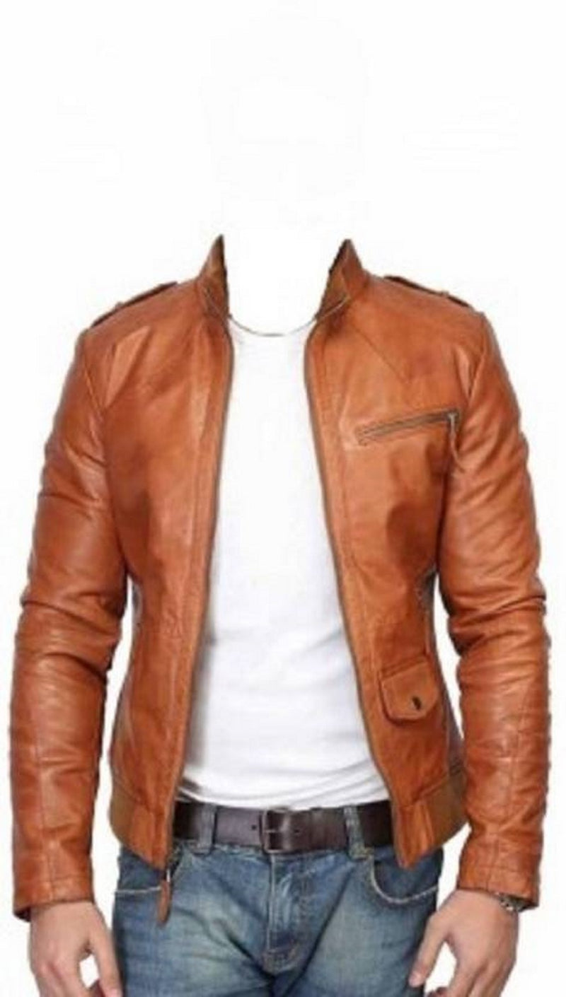 Biker Jacket - Men Real Lambskin Motorcycle Leather Biker Jacket KM458 - Koza Leathers