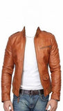 Biker Jacket - Men Real Lambskin Motorcycle Leather Biker Jacket KM458 - Koza Leathers