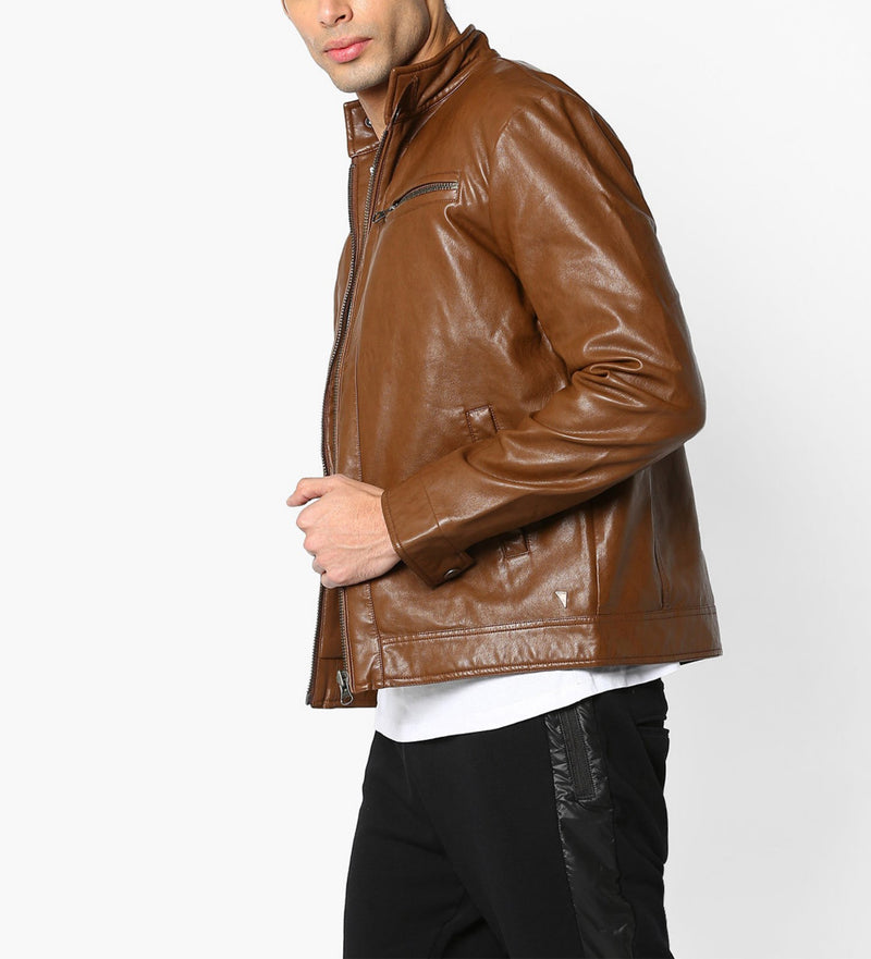 Biker Jacket - Men Real Lambskin Motorcycle Leather Biker Jacket KM679 - Koza Leathers
