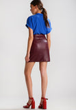Knee Length Skirt - Women Real Lambskin Leather Mini Skirt WS109 - Koza Leathers