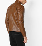Biker Jacket - Men Real Lambskin Motorcycle Leather Biker Jacket KM679 - Koza Leathers