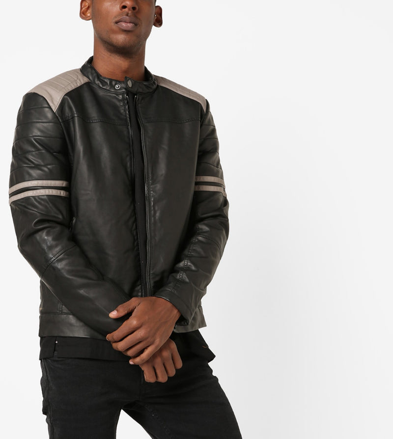 Biker Jacket - Men Real Lambskin Motorcycle Leather Biker Jacket KM680 - Koza Leathers