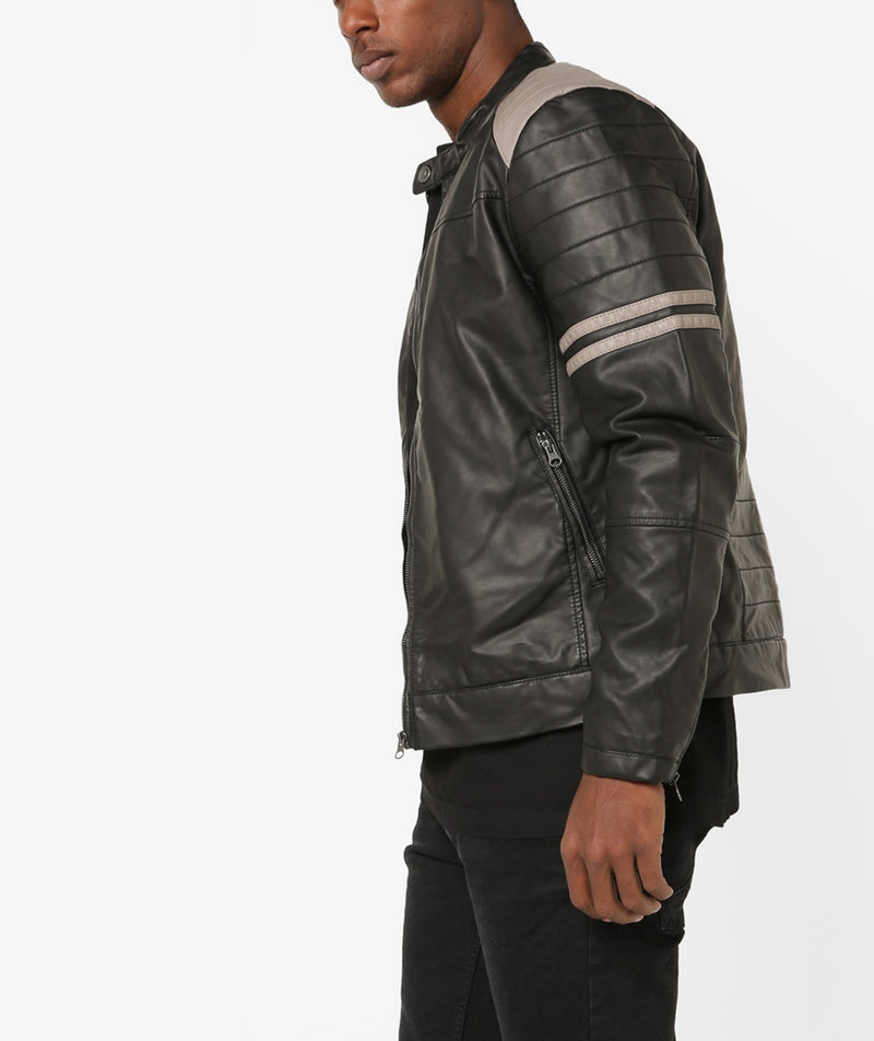 Biker Jacket - Men Real Lambskin Motorcycle Leather Biker Jacket KM680 - Koza Leathers