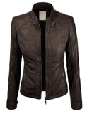 Biker / Motorcycle Jacket - Women Real Lambskin Leather Biker Jacket KW510 - Koza Leathers