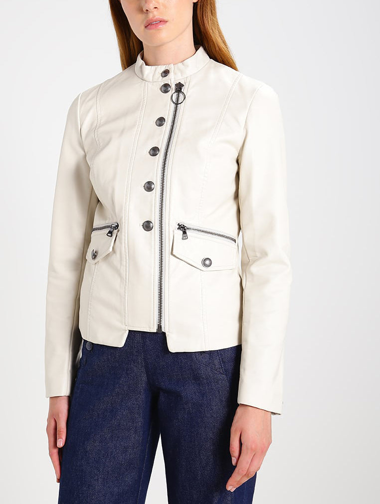 Biker / Motorcycle Jacket - Women Real Lambskin Leather Biker Jacket KW264 - Koza Leathers