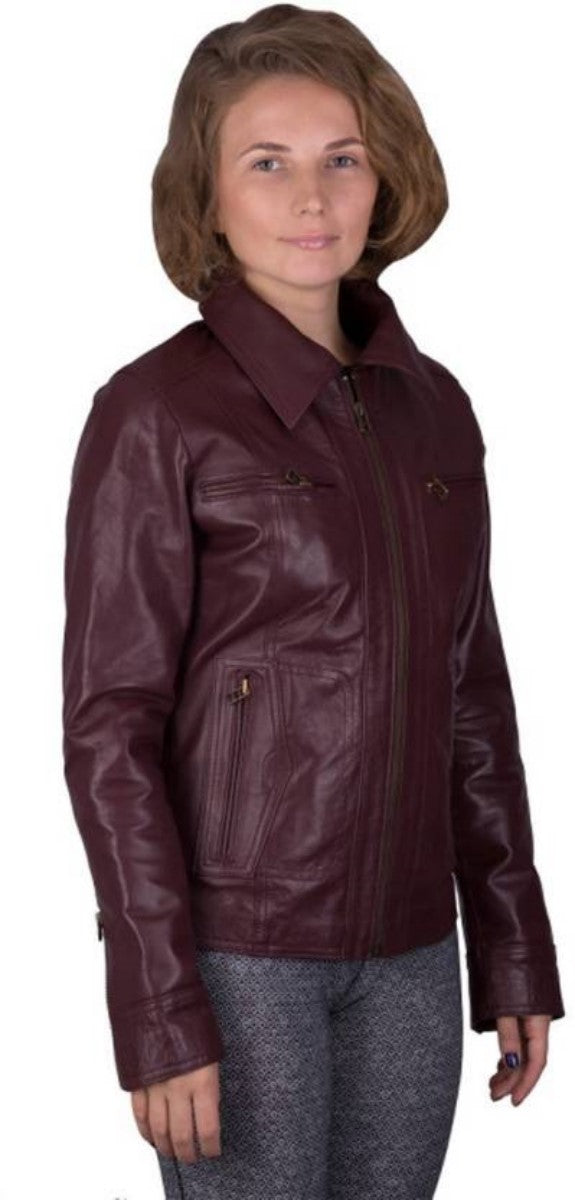 Biker / Motorcycle Jacket - Women Real Lambskin Leather Biker Jacket KW441 - Koza Leathers