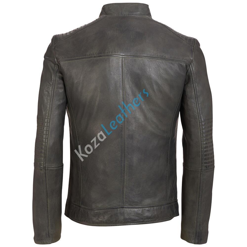 Koza Leathers Men's Genuine Lambskin Bomber Leather Jacket NJ045
