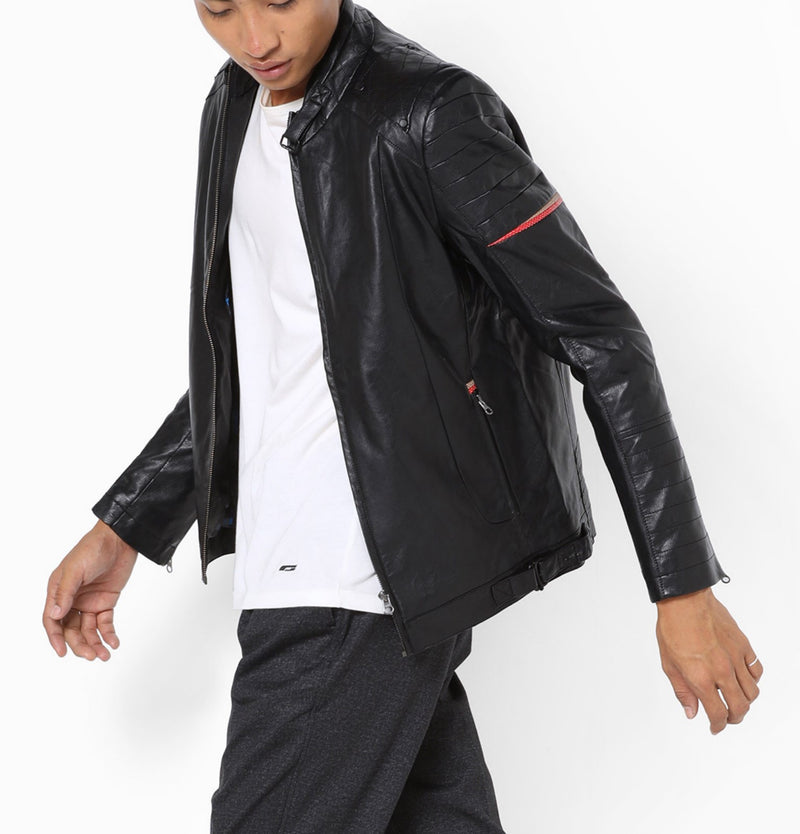 Biker Jacket - Men Real Lambskin Motorcycle Leather Biker Jacket KM681 - Koza Leathers