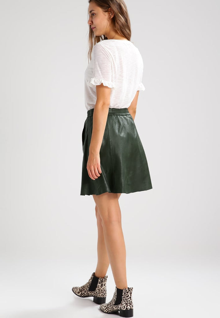 Knee Length Skirt - Women Real Lambskin Leather Mini Skirt WS111 - Koza Leathers