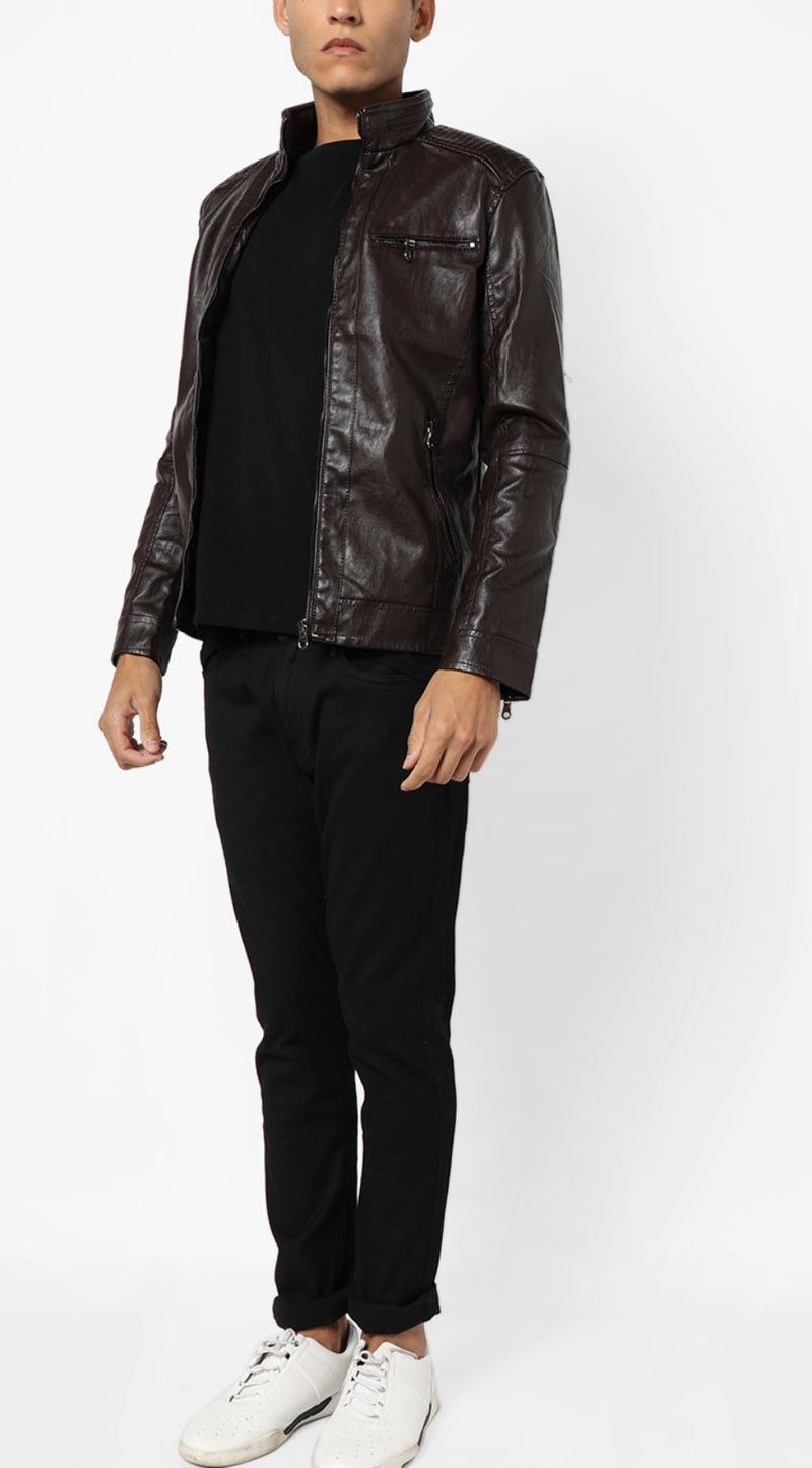 Biker Jacket - Men Real Lambskin Motorcycle Leather Biker Jacket KM682 - Koza Leathers