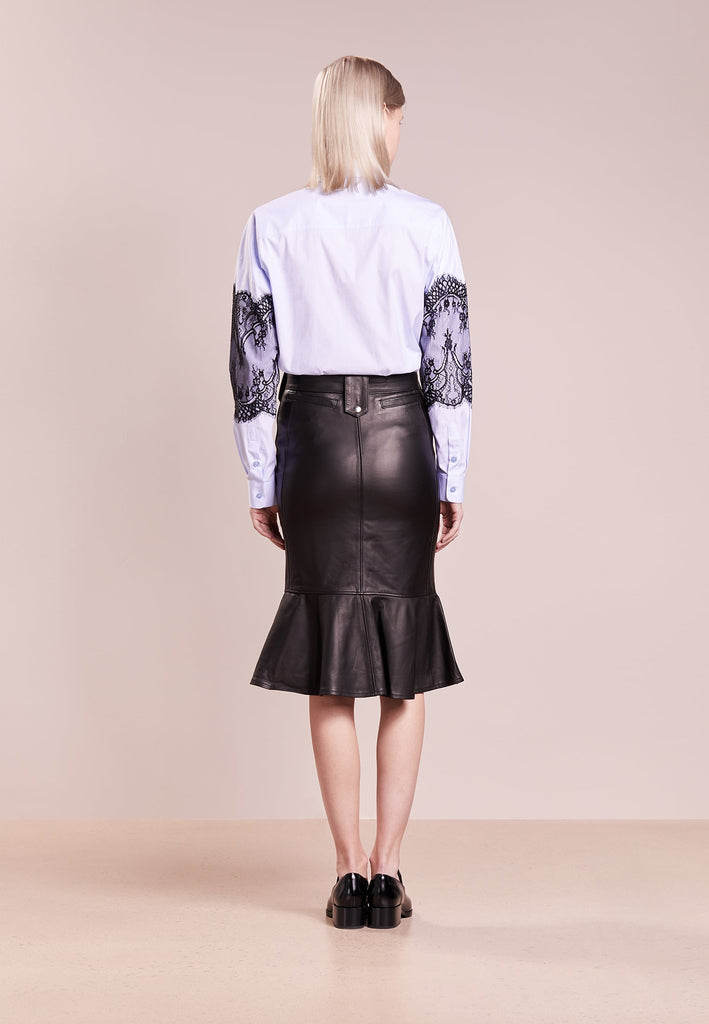Knee Length Skirt - Women Real Lambskin Leather Below Knee Skirt WS112 - Koza Leathers