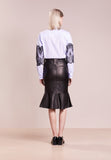 Knee Length Skirt - Women Real Lambskin Leather Below Knee Skirt WS112 - Koza Leathers