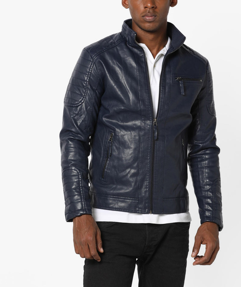 Biker Jacket - Men Real Lambskin Motorcycle Leather Biker Jacket KM683 - Koza Leathers