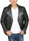 Biker Jacket - Men Real Lambskin Motorcycle Leather Biker Jacket KM463 - Koza Leathers