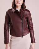 Biker / Motorcycle Jacket - Women Real Lambskin Leather Biker Jacket KW266 - Koza Leathers